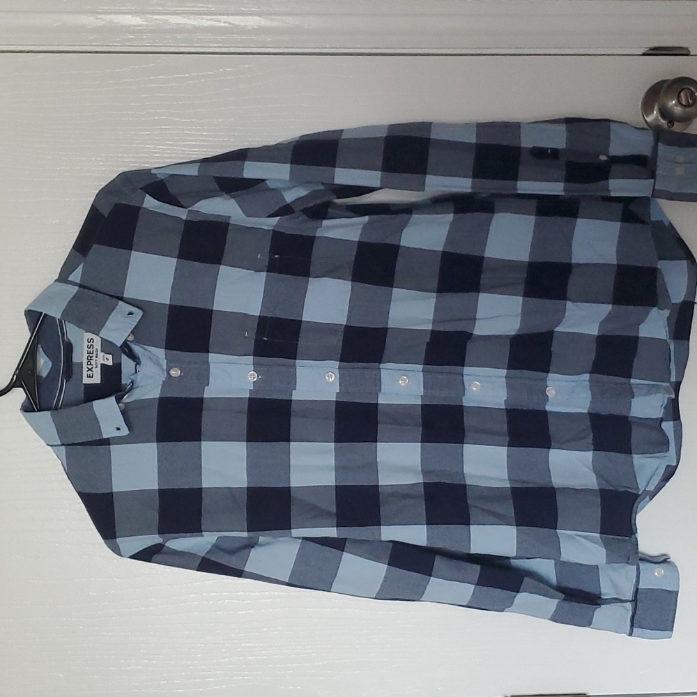 EXPRESS | Men's Blue Plaid Button Down Shirt